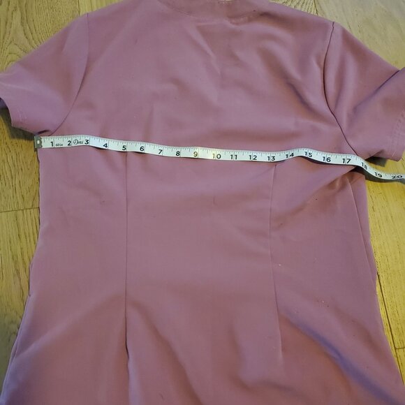 Jaanuu Womens Mauve Pink Short Sleeve V-Neck Scrub Medical Nursing Top Size S - Picture 4 of 10